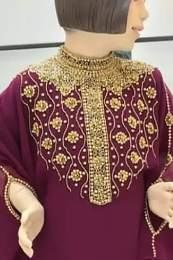 Wine Georgette Zari Work Kids' Kaftan