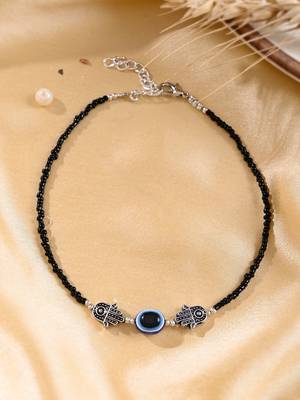 Black beads evil eye anklet 2