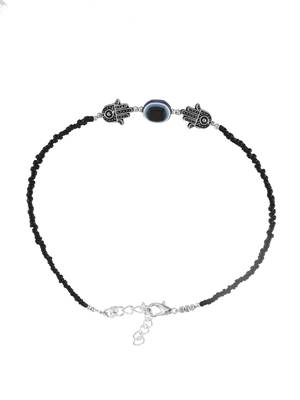 Black beads evil eye anklet 3