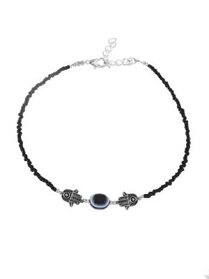 Black beads evil eye anklet 4
