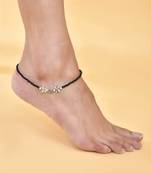 Black beads evil eye anklet