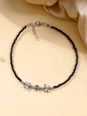 Black beads evil eye anklet 2