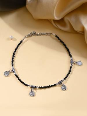Black beads evil eye anklet 2