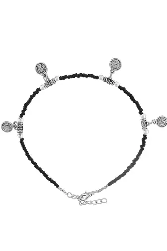 Black beads evil eye anklet