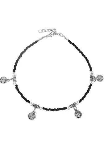 Black beads evil eye anklet