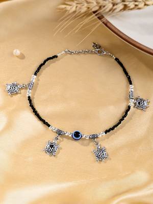 Black beads evil eye anklet 2