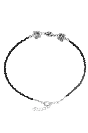 Black beads evil eye anklet