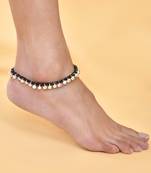 Black beads evil eye anklet