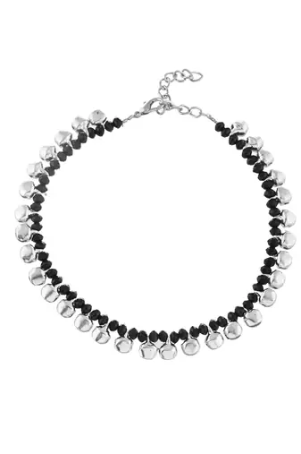 Black beads evil eye anklet