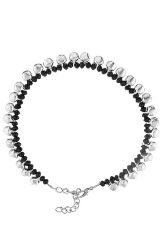 Black beads evil eye anklet