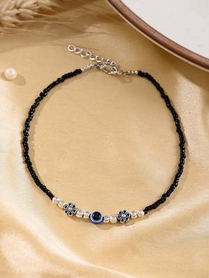 Black beads evil eye anklet 2