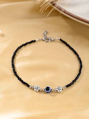 Black beads evil eye anklet 2