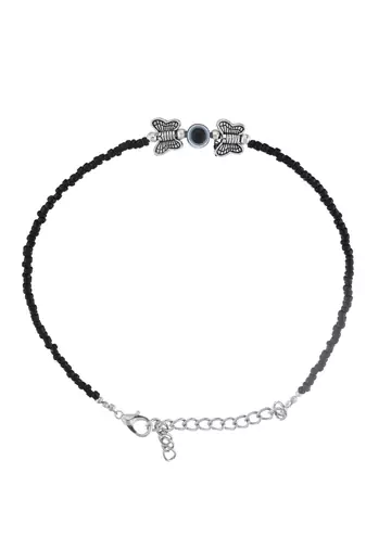 Black thread evil eye anklet