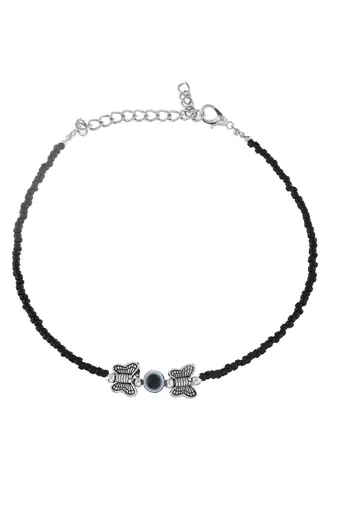Black thread evil eye anklet