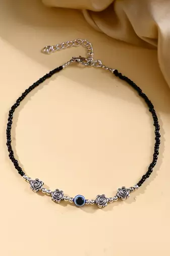 Black thread evil eye anklet