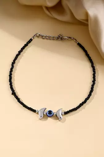Black thread evil eye anklet