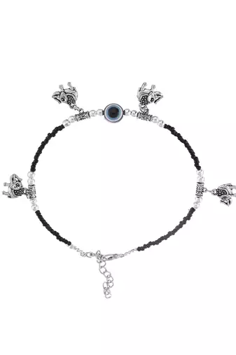 Black thread evil eye anklet