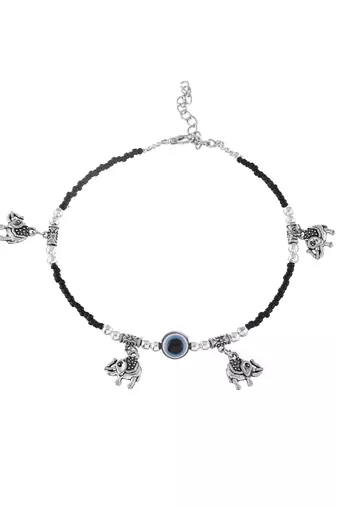 Black thread evil eye anklet
