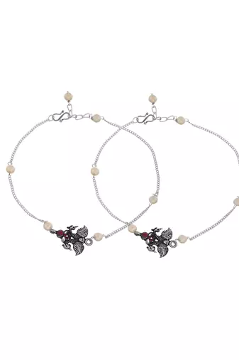Oxidised silver anklet