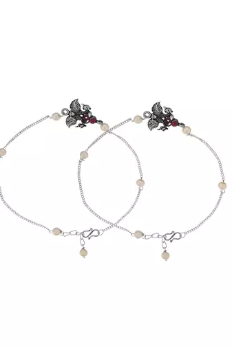 Oxidised silver anklet