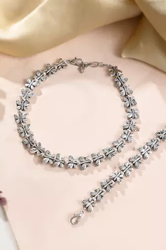 Oxidised silver anklet