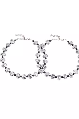 Oxidised silver anklet