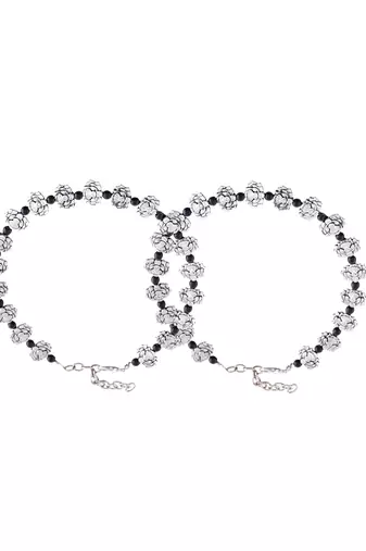 Oxidised silver anklet