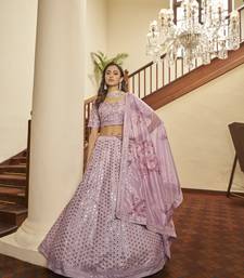 Art Silk Fabric Wedding Wear Sequince Work Lehanga Choli In Pink Color