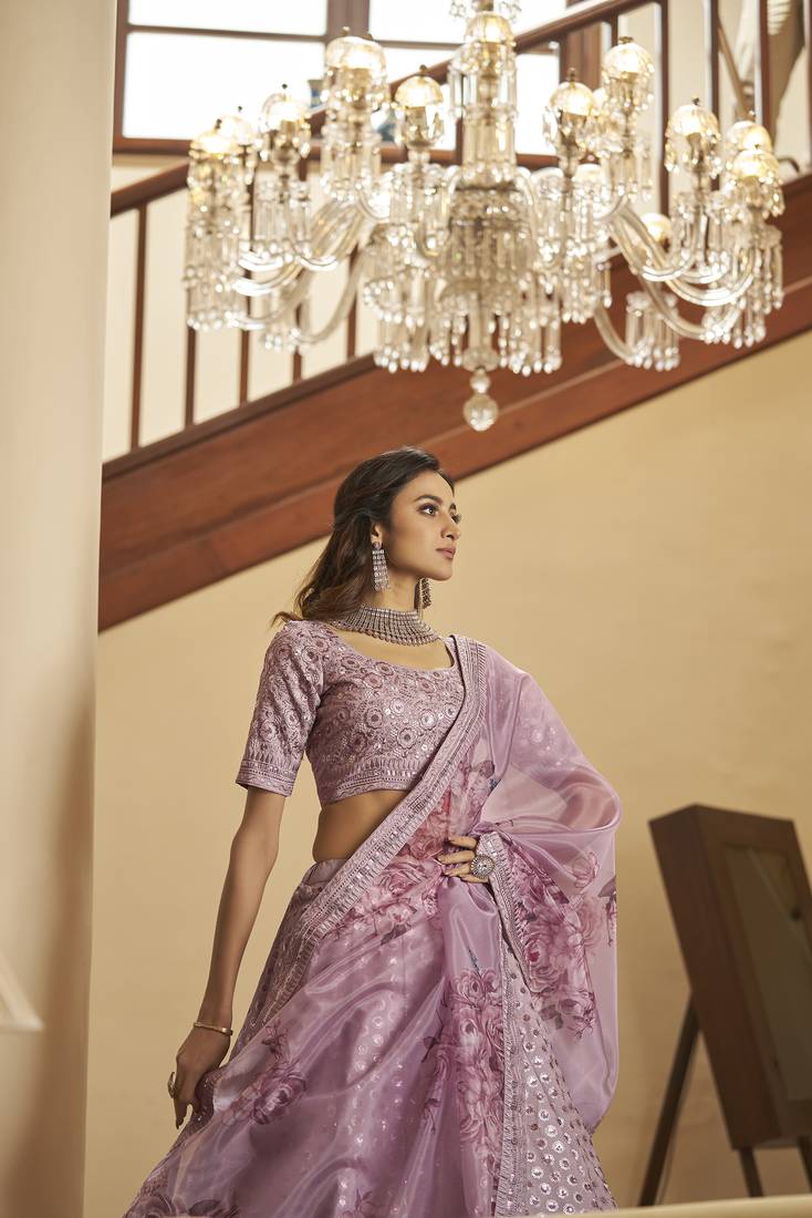 Art Silk Fabric Wedding Wear Sequince Work Lehanga Choli In Pink Color