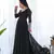Georgette Fabric Black Colour 7mtr Falir Maxi Gown With Embroidery Work Dupatta And Pent