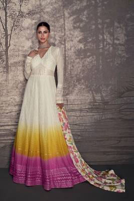Multicolor embroidered georgette gown suit-free size stitched(Size Upto 42) 1