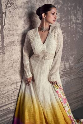 Multicolor embroidered georgette gown suit-free size stitched(Size Upto 42) 2