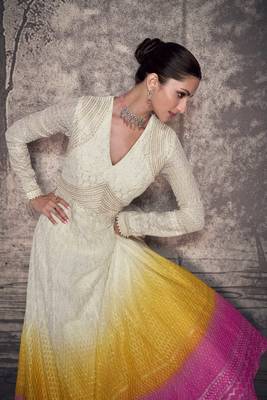 Multicolor embroidered georgette gown suit-free size stitched(Size Upto 42) 3