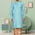 Sky blue art silk embroidery kurta churidar for men's
