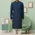 Navy blue art silk embroidery kurta churidar for men's