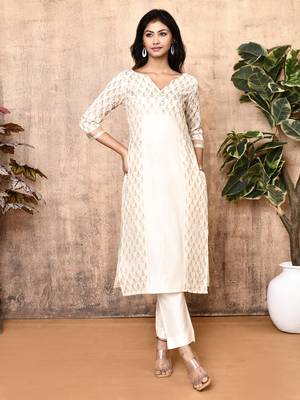Jenni off-white handloom maheshweri silk kurta set 1