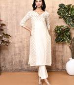 Jenni off-white handloom maheshweri silk kurta set