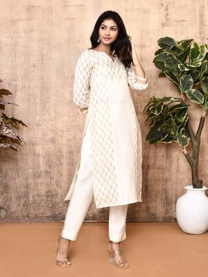 Jenni off-white handloom maheshweri silk kurta set 2