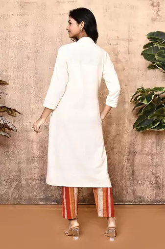 Luna off white handloom kurta set