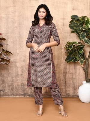 Iris black ajrakh cotton kurta set 1