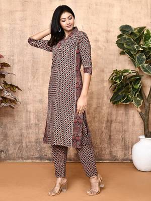 Iris black ajrakh cotton kurta set 2