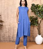 Ren blue handloom cotton kurta set