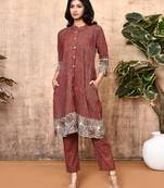 Hera red ajrakh cotton kurta set