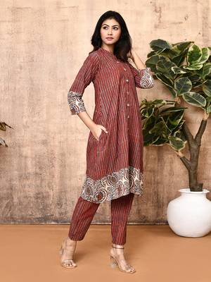 Hera red ajrakh cotton kurta set 2