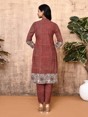 Hera red ajrakh cotton kurta set 3