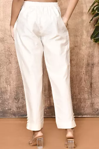 Kiva off-white handloom womens silk pant