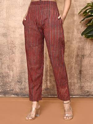 red cotton ajrakh printed pants 1