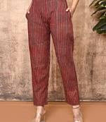 red cotton ajrakh printed pants