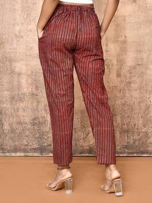 red cotton ajrakh printed pants 4