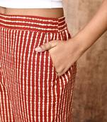 Mira red bagru hand printed cotton pants